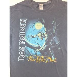 Gildan Heavy Cotton Iron Maiden Fear Of The Dark T-Shirt Unisex L Black Graphic